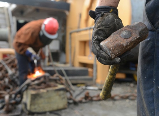 construction worker holding hammer